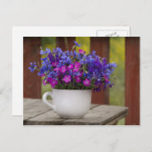 wilde bloemen, anjers en cornbloemen briefkaart (Voorkant / Achterkant)