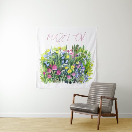 Wilde bloemen ansichtkaart wandkleed (In situ)