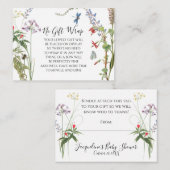 Wilde Bloemen Aquarel Bloem en Bij Baby Shower Uit Informatiekaartje (Voorkant / Achterkant)