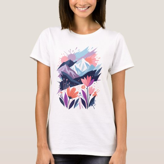 Wilde Bloemen Aquarel Dames T-Shirt (Voorkant)