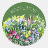 Wilde bloemen aquarel ronde sticker (Voorkant)