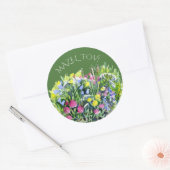 Wilde bloemen aquarel ronde sticker (Envelop)