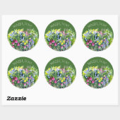 Wilde bloemen aquarel ronde sticker (Vel)
