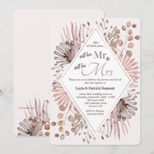 Wilde Bloemen Aquarel Uitnodiging (Voorkant / Achterkant)