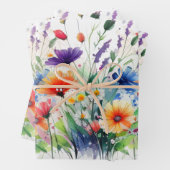 Wilde Bloemen Aquarel Verjaardag Bruidscadeau  Inpakpapier Vel (In situ)