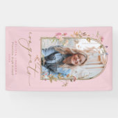 Wilde bloemen Arch Blush Photo Graduparty Spandoek (Horizontaal)