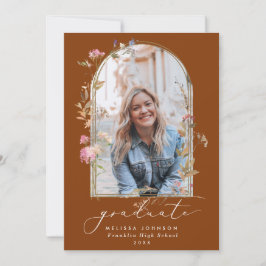 Wilde bloemen Arch Terracotta Foto Afstuderen Aankondiging