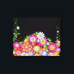 Wilde bloemen Art Deco Canvas Afdruk<br><div class="desc">Art deco stijl wilde bloemen- ingesteld op een zwarte achtergrond voor effect. Verander de achtergrondkleur voor een ander effect,  ik heb het ingesteld voor een zwarte achtergrond</div>