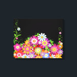 Wilde bloemen Art Deco Canvas Afdruk<br><div class="desc">Art deco stijl wilde bloemen- ingesteld op een zwarte achtergrond voor effect. Verander de achtergrondkleur voor een ander effect,  ik heb het ingesteld voor een zwarte achtergrond</div>