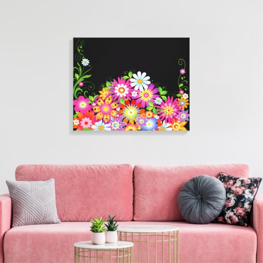 Wilde bloemen Art Deco Canvas Afdruk (Insitu (Woonkamer))