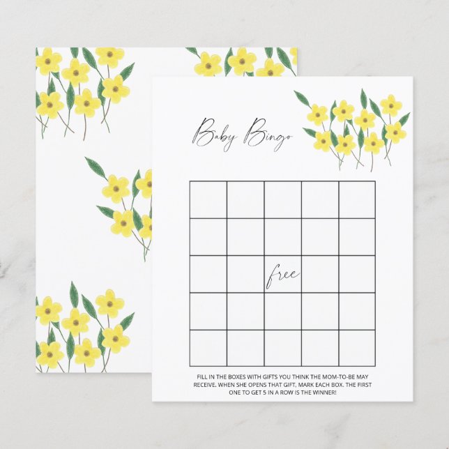 Wilde Bloemen Baby Bingo spel (Voorkant / Achterkant)