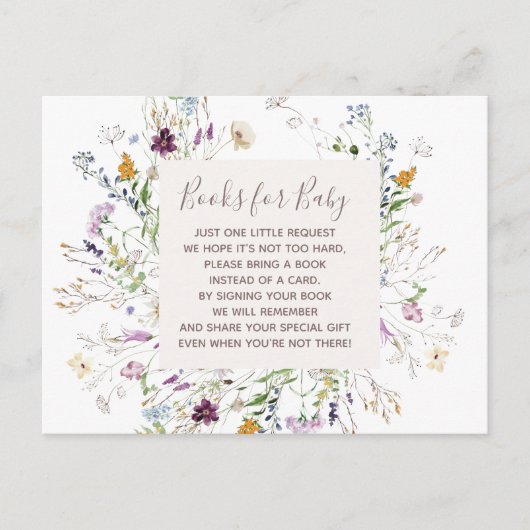 Wilde bloemen Baby Boeken invoegen kaart (Voorkant)