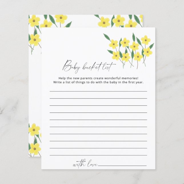Wilde bloemen Baby bucket list game (Voorkant / Achterkant)