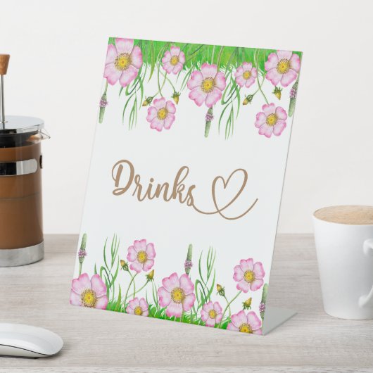 Wilde bloemen baby in baby shower wild pedesta reclamebord met voetstuk (Insitu)