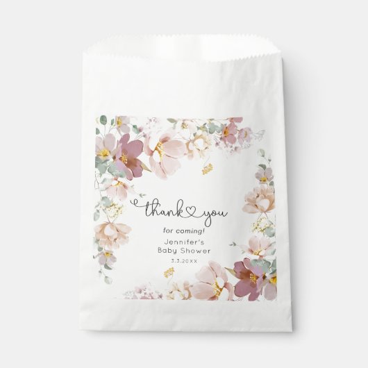 Wilde bloemen baby in baby showers luiers bedankzakje (Voorkant)