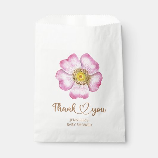 Wilde bloemen baby in bloei-baby shower bedankzakje (Voorkant)