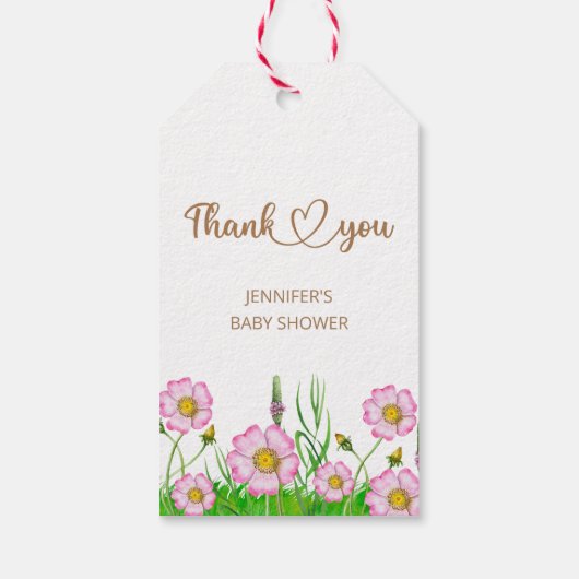 Wilde bloemen baby in bloei baby shower cadeau lab cadeaulabel (Achterkant)