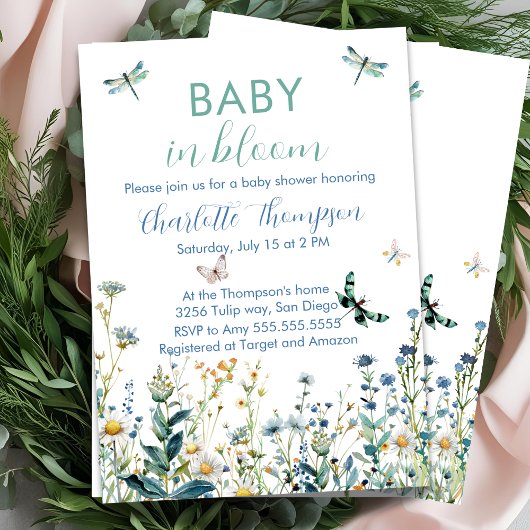 Wilde bloemen baby in bloei-baby shower kaart