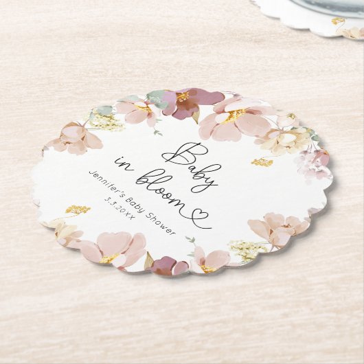Wilde bloemen baby in bloei-baby shower kartonnen onderzetters (Gekanteld)
