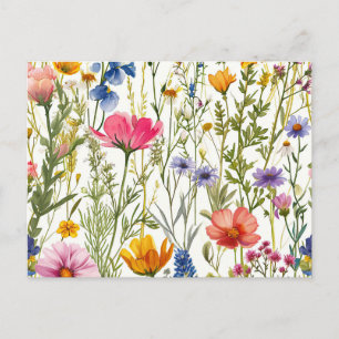 Wilde bloemen baby in bloei baby shower lente briefkaart