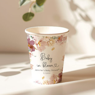 Wilde bloemen baby in bloei-baby shower papieren bekers