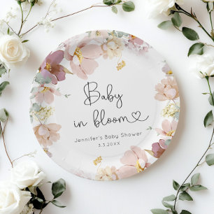 Wilde bloemen baby in bloei-baby shower papieren bordje