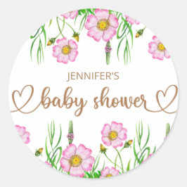 Wilde bloemen baby in bloei-baby shower ronde sticker