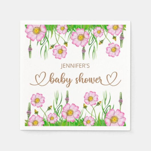 Wilde bloemen baby in bloei-baby shower servet (Voorkant)
