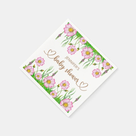 Wilde bloemen baby in bloei-baby shower servet (Hoek)