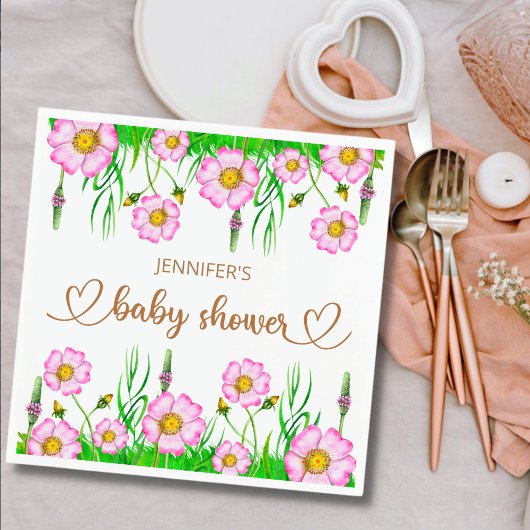 Wilde bloemen baby in bloei-baby shower servet