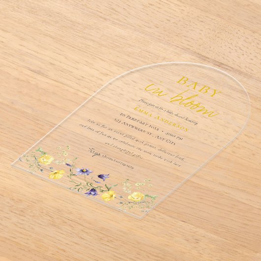 Wilde bloemen Baby in bloei baby Shower Uitnodigin Acryl Uitnodigingen (Laagn)