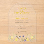 Wilde bloemen Baby in bloei baby Shower Uitnodigin Acryl Uitnodigingen (Voorkant)