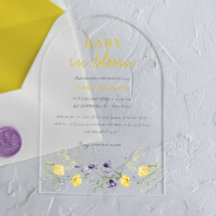 Wilde bloemen Baby in bloei baby Shower Uitnodigin