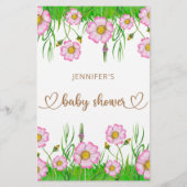 Wilde bloemen Baby in Bloom Baby shower Bingo Game (Achterkant)