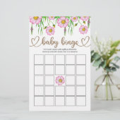 Wilde bloemen Baby in Bloom Baby shower Bingo Game (Staand voorkant)