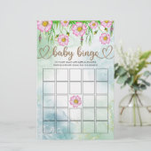 Wilde bloemen Baby in Bloom Baby shower Bingo Game (Staand voorkant)