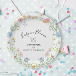 Wilde bloemen Baby in Bloom Butterfly Shower Papieren Bordje