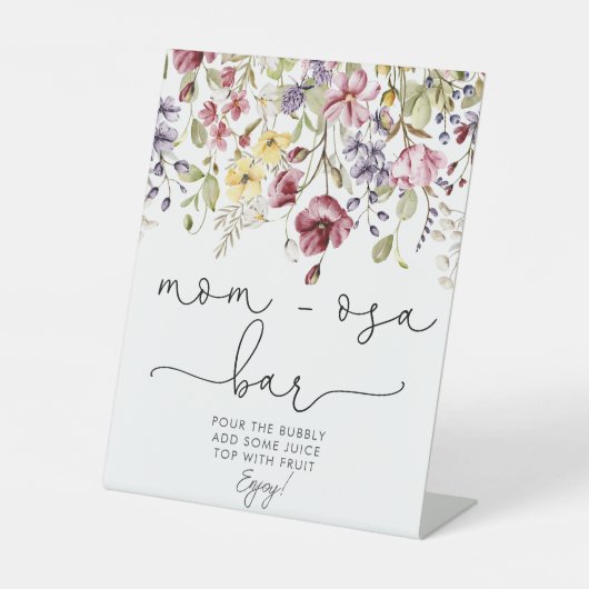 Wilde bloemen Baby in Bloom Mam-osa Bar Reclamebord Met Voetstuk (Voorkant)