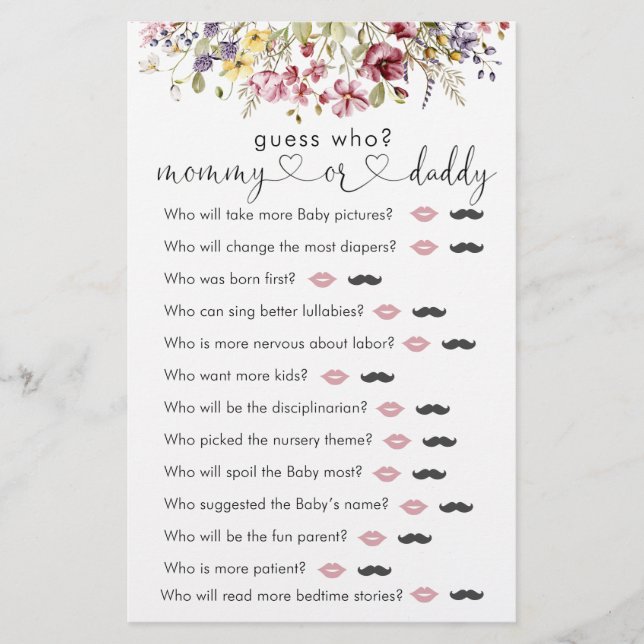 Wilde bloemen Baby in Bloom "Raad eens wie" spel (Voorkant)