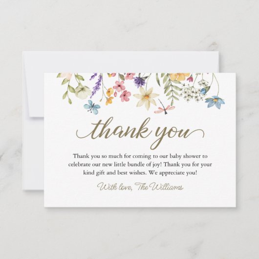 Wilde bloemen Baby in het Baby shower Bloom Bedankkaart (Voorkant)