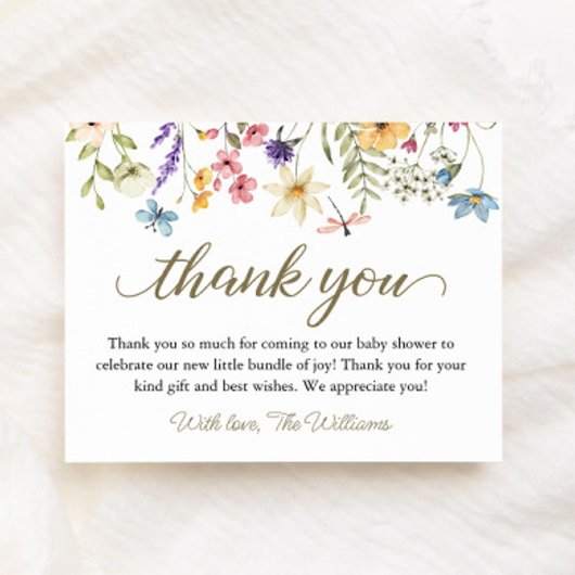 Wilde bloemen Baby in het Baby shower Bloom Bedankkaart