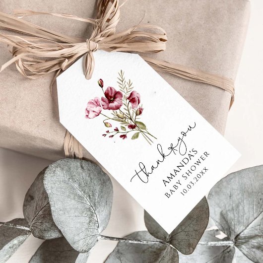 Wilde bloemen Baby in het Baby shower Bloom Dank j Cadeaulabel