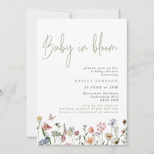 Wilde bloemen Baby in het Baby shower Bloom Kaart (Voorkant)