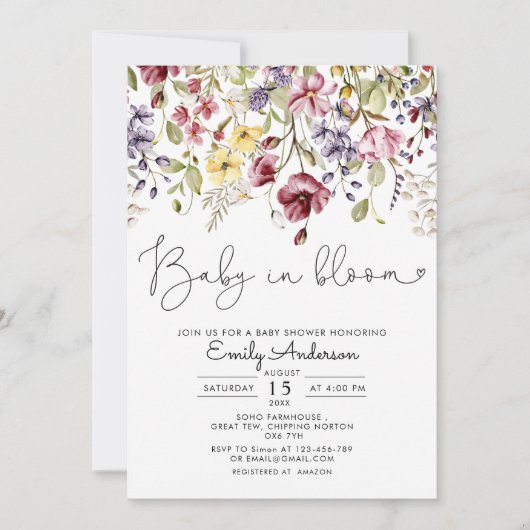 Wilde bloemen Baby in het Baby shower Bloom Kaart (Voorkant)