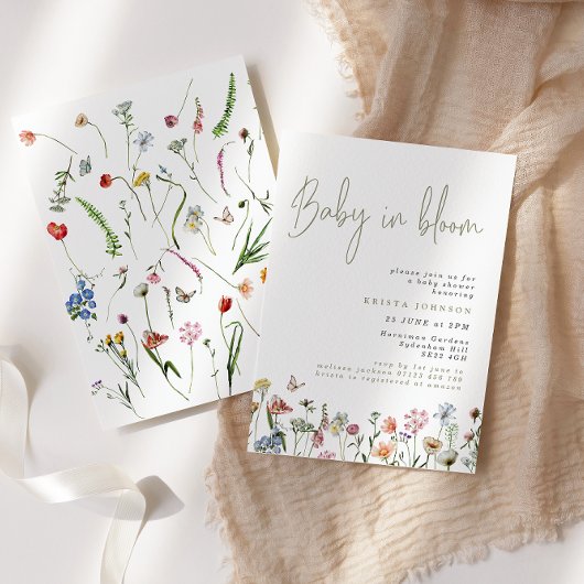 Wilde bloemen Baby in het Baby shower Bloom Kaart