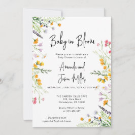 Wilde bloemen Baby in het Baby shower Bloom Save The Date
