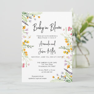 Wilde bloemen Baby in het Baby shower Bloom Save The Date