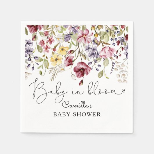 Wilde bloemen Baby in het Baby shower Bloom Servet (Voorkant)