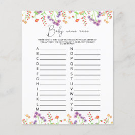 Wilde bloemen Baby naam race game