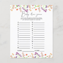 Wilde bloemen Baby Object Game. Baby shower game